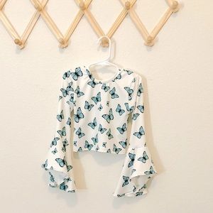 Blue butterfly top